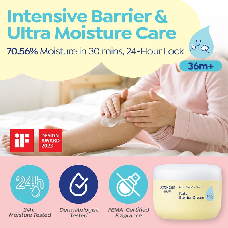 GOONGBE Kids Barrier Moisturizing Cream â€“ Ceramide Repair for Dry, Rough, Sensitive Skin â€“ 1% Panthenol & Cica, Liposome Fast-Absorb Non-Sticky Formula for Face & Body â€“ Allergen-Free 6.09 oz - Image 2