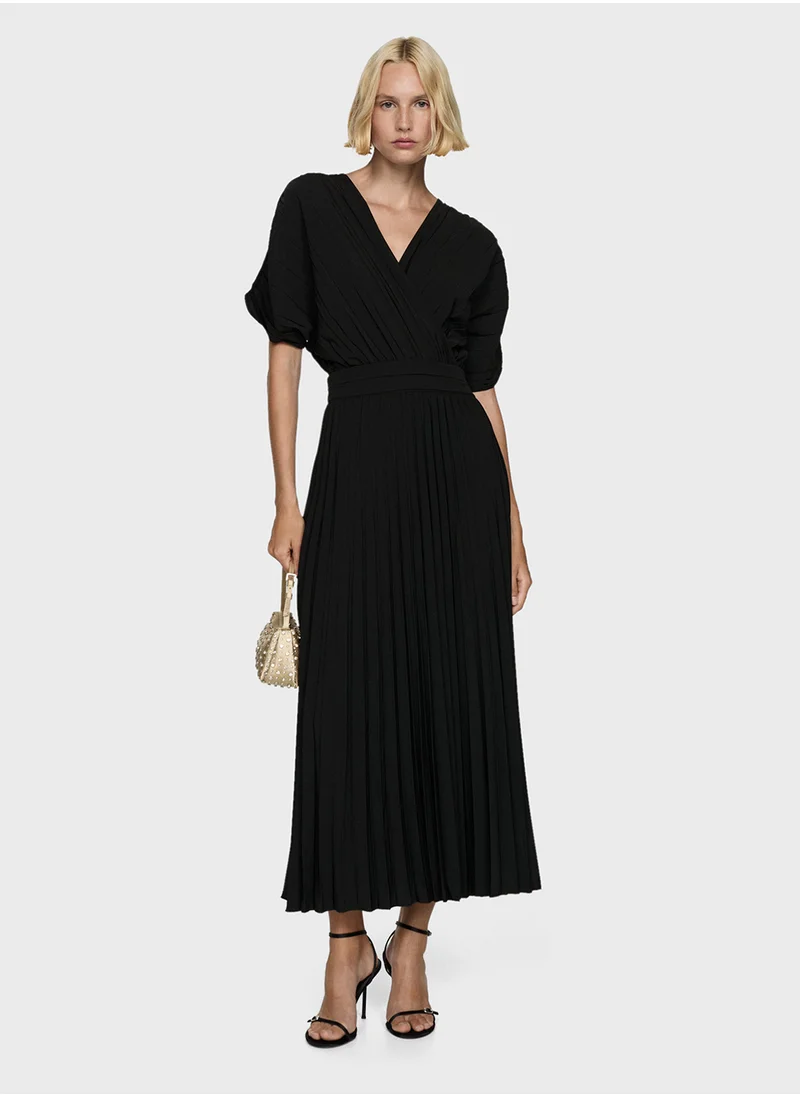 MANGO Pleated A-Line Dress