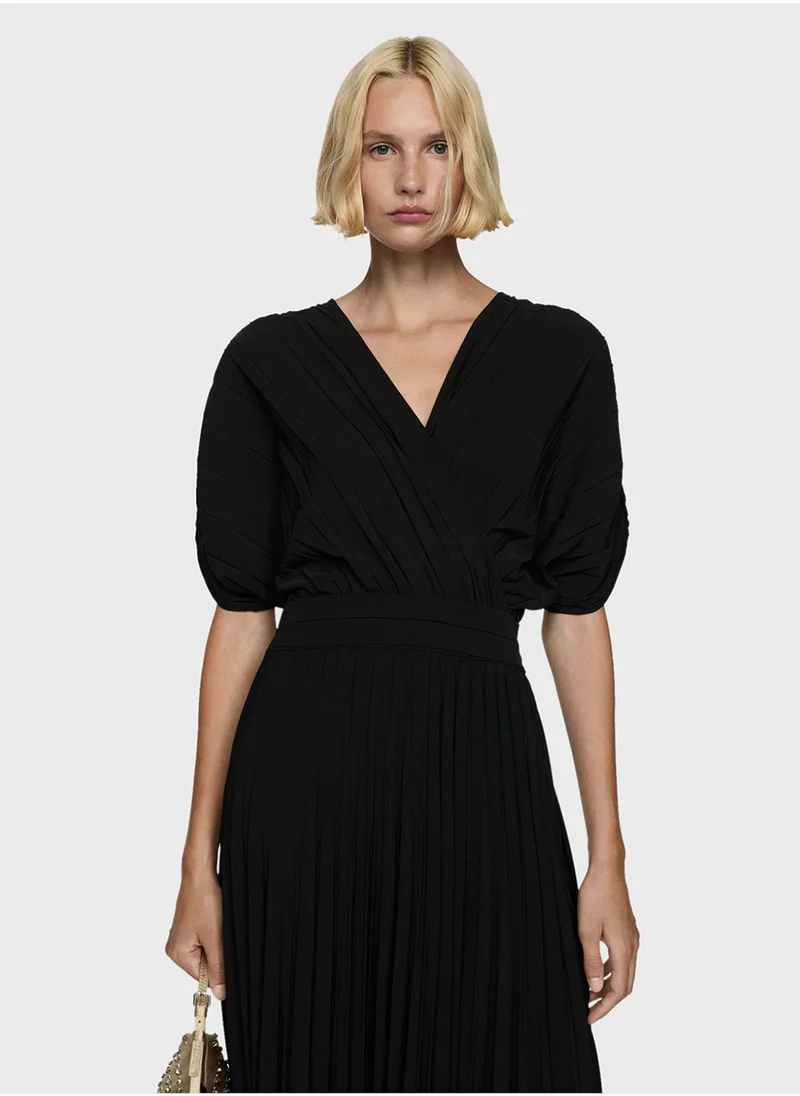 MANGO Pleated A-Line Dress
