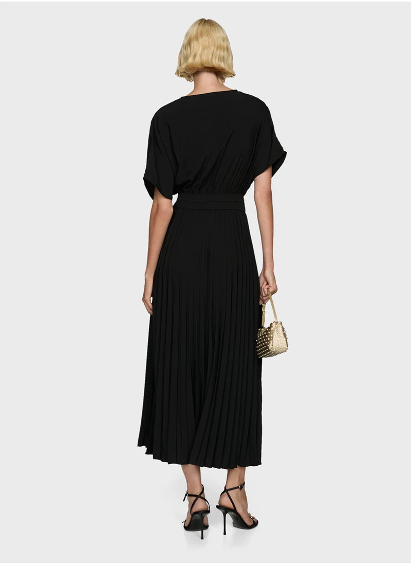 MANGO Pleated A-Line Dress