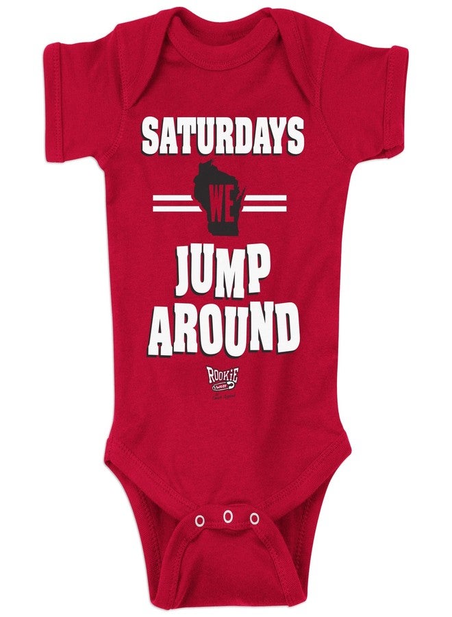 Smack Apparel Saturdays Baby Apparel for Wisconsin Football Fans (NB-18M) (Red Onesie, 6 Months) - Image 1