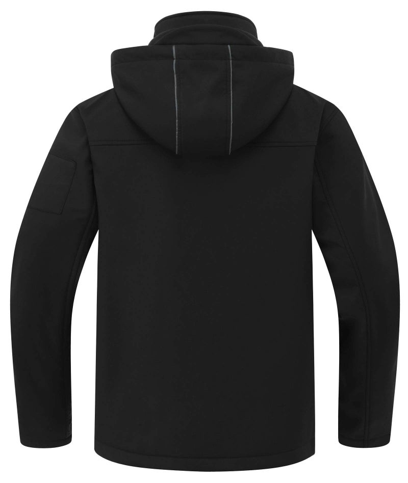 CREATMO US Men's Tactical Jacket Water-Resistant Softshell Hiking Detachable Hoodie Fleece Jacket Black XL - Image 2