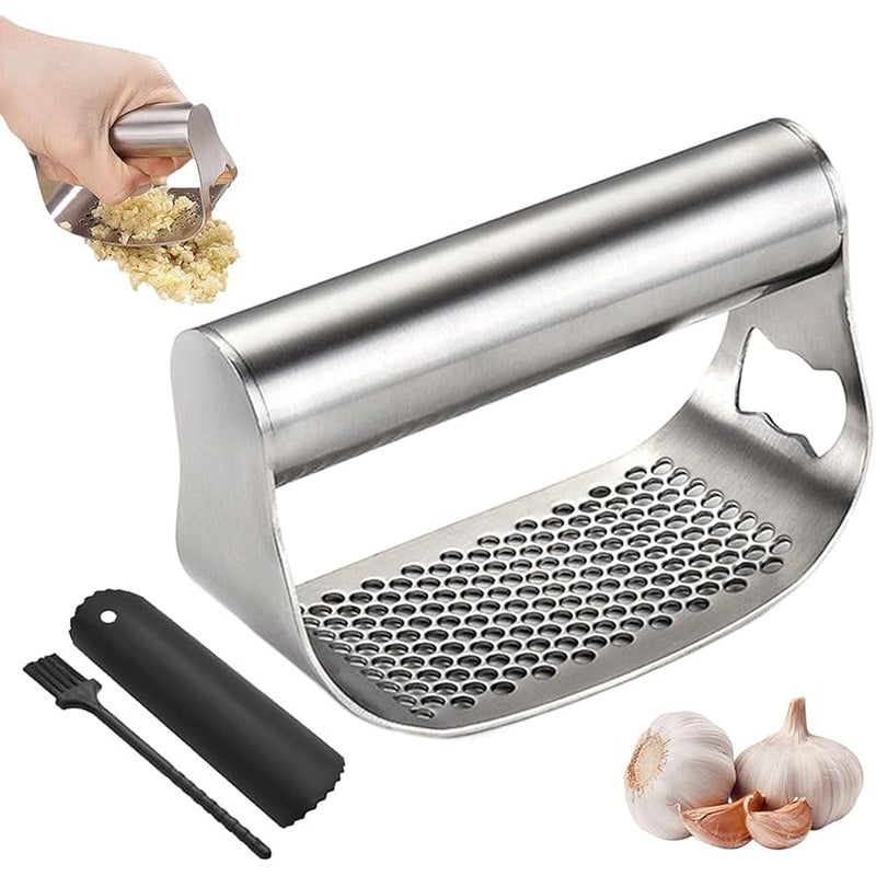 Fauppt Garlic Press Garlic Presser Stainless Steel,2025 Upgraded Garlic Press Mincer Garlic Crusher with Peeler and Cleaning Brush,Multifunctional Kitchen Gadget Garlic Mincer for Women (B/1PC) - Image 1