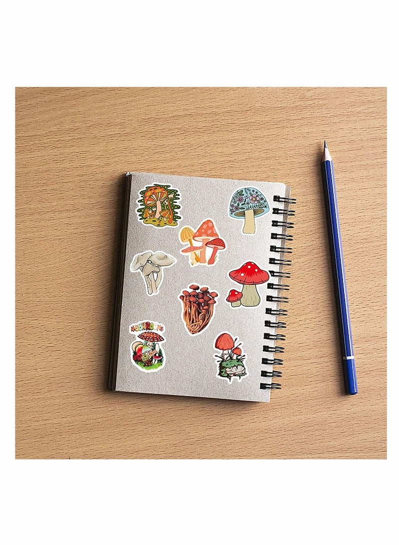 كاست ويف ملصقات الفطر، 50 قطعة من الملصقات المقاومة للماء ذاتية اللصق لتزيين نباتات الفطر، للنوافذ والثلاجة والحرف اليدوية - Image 5