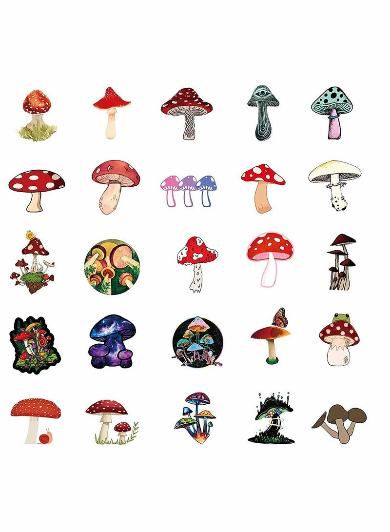 كاست ويف ملصقات الفطر، 50 قطعة من الملصقات المقاومة للماء ذاتية اللصق لتزيين نباتات الفطر، للنوافذ والثلاجة والحرف اليدوية - Image 2