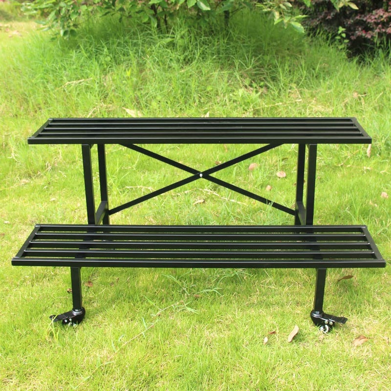 Zhongma Zhongma 2 Tier Sturdy Metal Plant Stand with Wheels Heavy Duty Plant Holder for Home Indoor and OutdoorL4567 x W175 x H1614 inch440 LBS Capacity  Heavy Duty Construction 