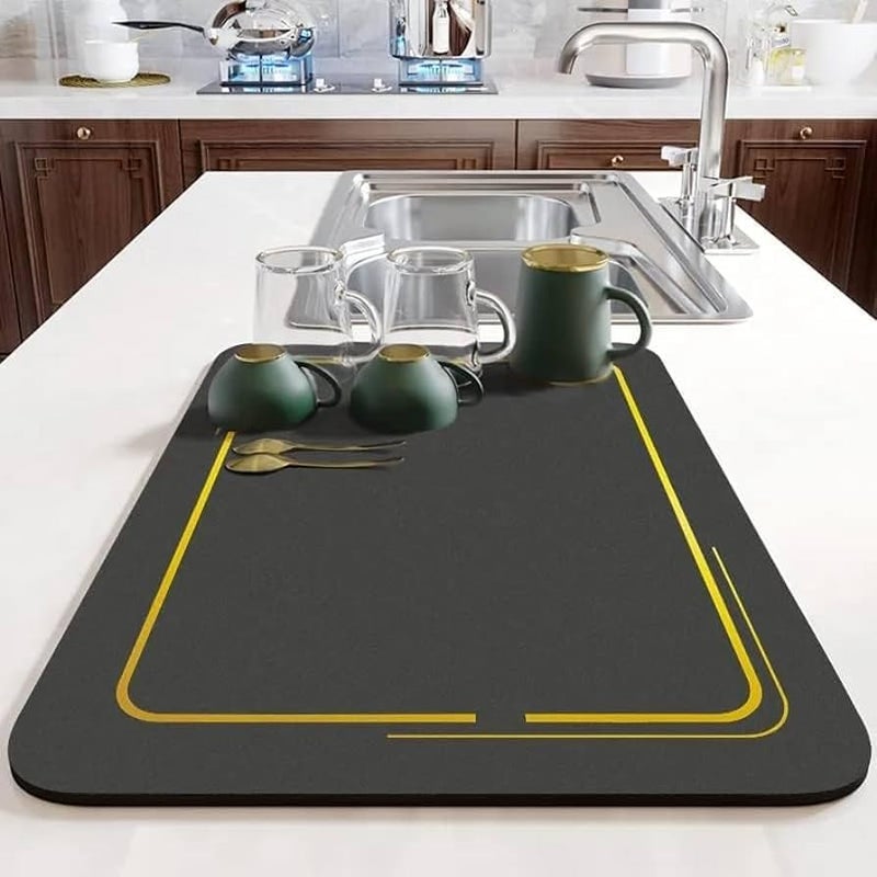 Whixant Dish Drying Mat for Kitchen Counter Heat Resistant Drainer Mats with NonSlip Rubber Backed Hide Stain Kitchen Super Absorbent Draining Mat Easy to Clean Dish Rack Pad - Image 1