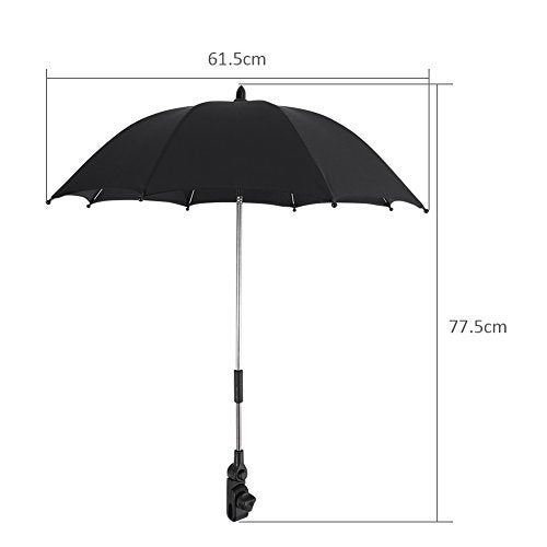Keenso Beach UmbrellaSun UmbrellaUmbrella StrollerBaby Stroller Umbrella ParasolUV Sun Umbrella with Clamp for Trolley Wheelchair - Image 2