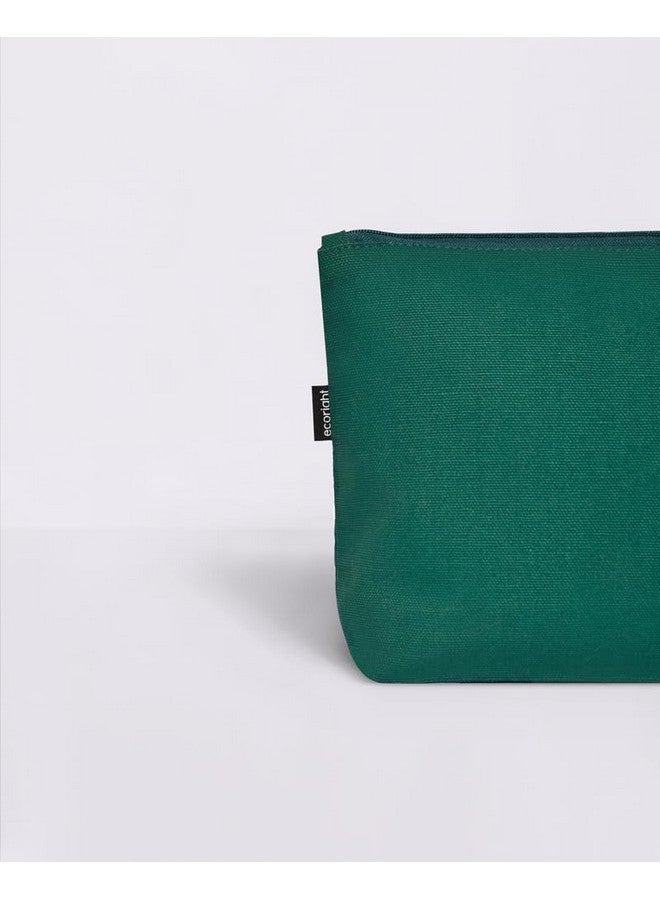 EcoRight Eco Right Canvas Compact Makeup Pouch For Girls, Cosmetic Pouch For Women, Small Pouches With Waterproof Recycled Lining, Green, 16 Cm - Image 2