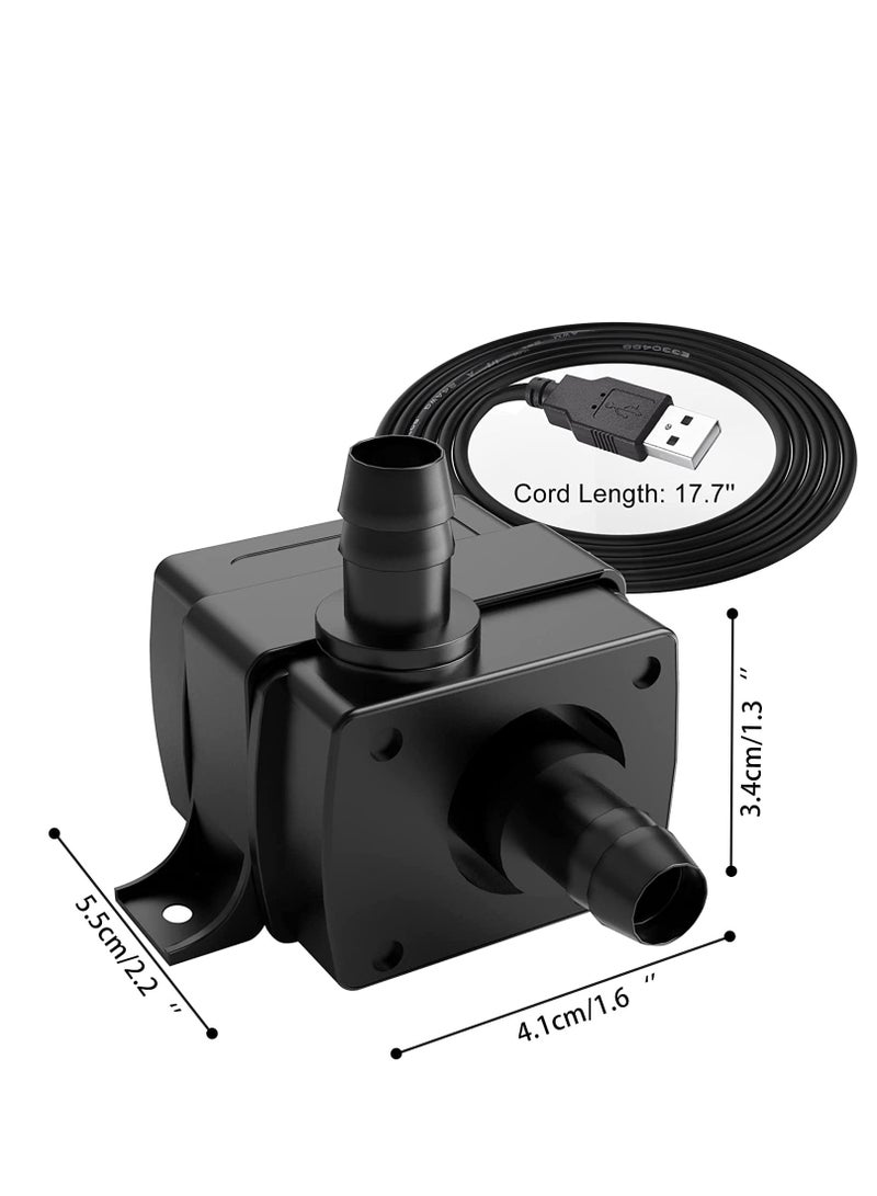 SYOSI Mini Submersible Water Pump Quiet USB Fountain Pump Electric Brushless Fountain Pump Powerful Water Pumps for Aquarium Fish Tank Pond Fountain Hydroponics USB Mini Pump - Image 5