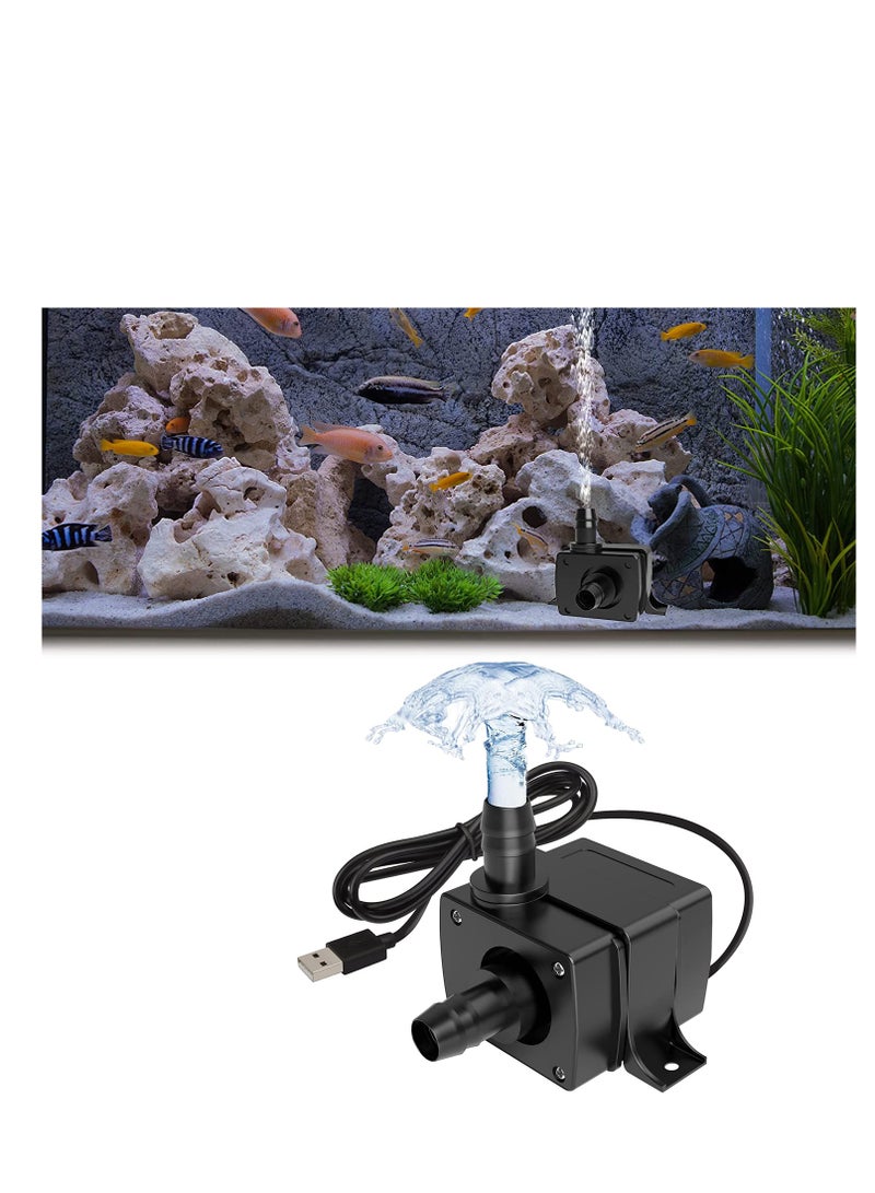 SYOSI Mini Submersible Water Pump Quiet USB Fountain Pump Electric Brushless Fountain Pump Powerful Water Pumps for Aquarium Fish Tank Pond Fountain Hydroponics USB Mini Pump - Image 1