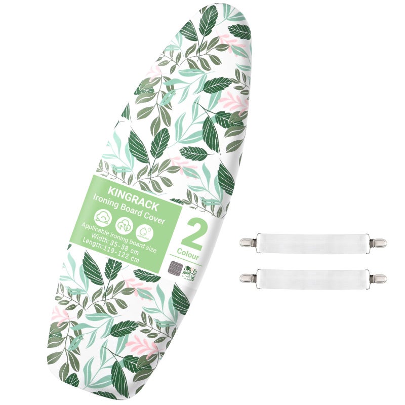 KINGRACK Ironing Board Cover with Extra Thick 7mm Padding 100 Cotton Covers EasyFit for Protecting Ironing Board Size Up to 122 x 38cm  Green