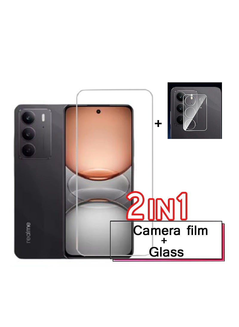 حماية زجاج مقسى وعدسة كاميرا 2 في 1 لهاتف Realme C75، وضوح عالي 9H صلابة [صديق للحافظة] فيلم خالي من الفقاعات - Image 1