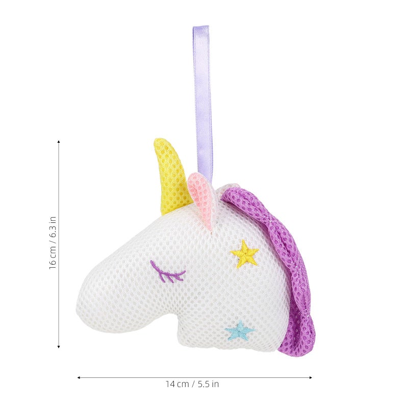 Unicorn Bath Sponge Mesh Exfoliating Brush White Cartoon Pouf Body Scrubber - Image 3