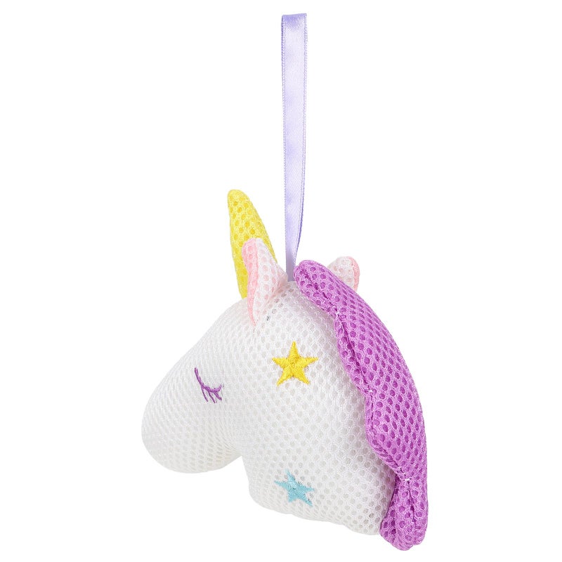 Unicorn Bath Sponge Mesh Exfoliating Brush White Cartoon Pouf Body Scrubber - Image 2
