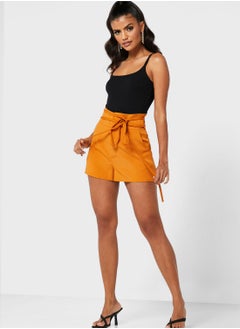 Lace Up Belt High Waisted Shorts