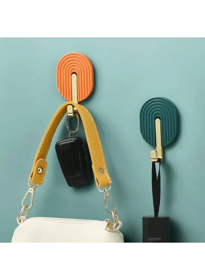 4Pcs Orange Self Adhesive Hooks Heavy Duty No Drill Wall Mounted Towel Rack Holder - Image 3