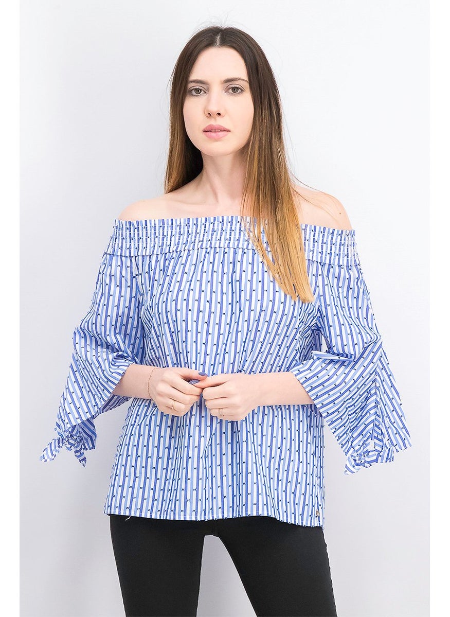 Women Off,Shoulder Stripe Top, Blue - pzsku/Z1074934423D0839D2617Z/45/_/1726669316/65c17c18-127f-4833-8995-b732d24e36ec