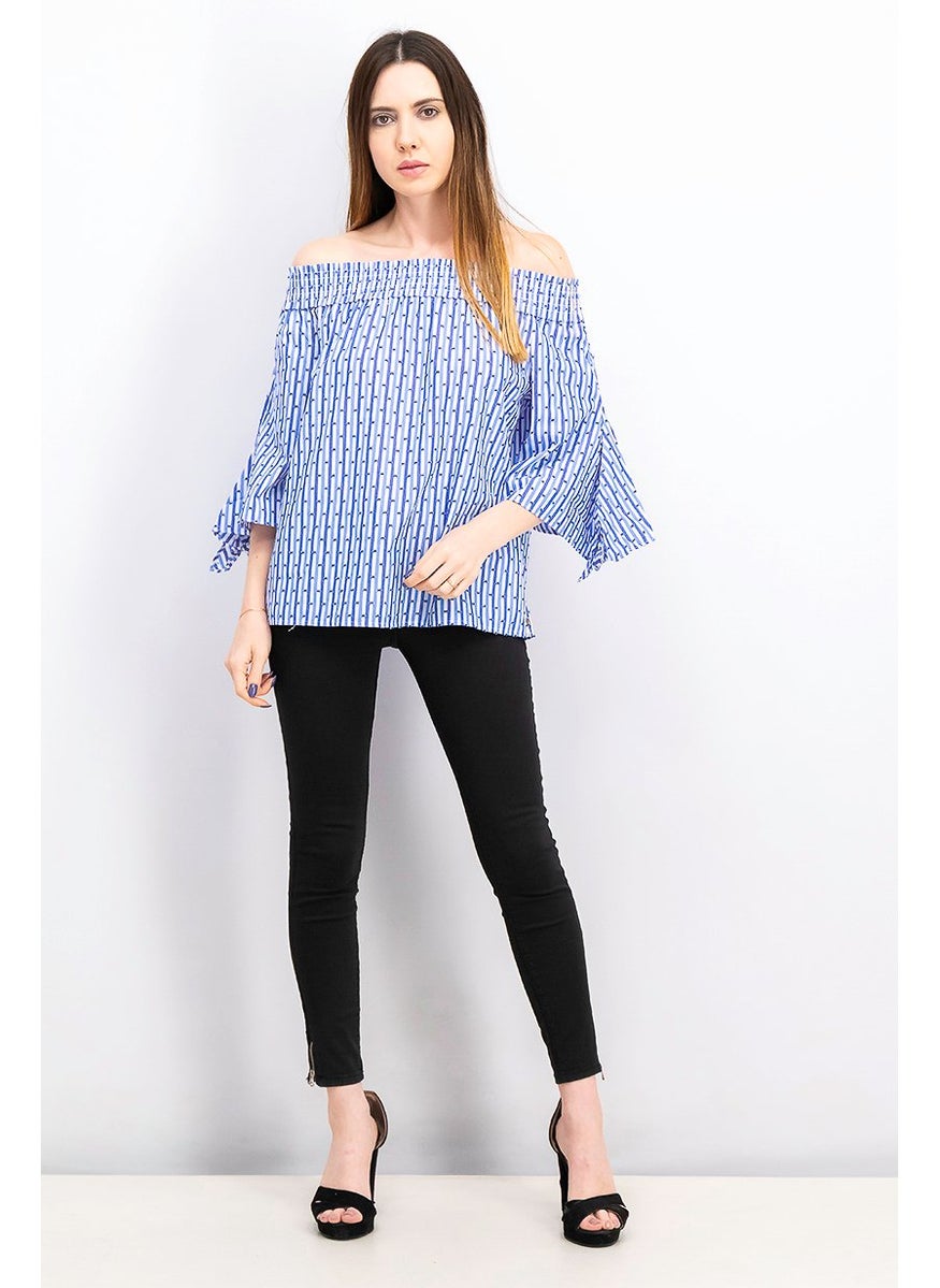 Women Off,Shoulder Stripe Top, Blue - pzsku/Z1074934423D0839D2617Z/45/_/1729779376/8117a4c7-a989-4fa7-8c7c-a65e756f3eb0