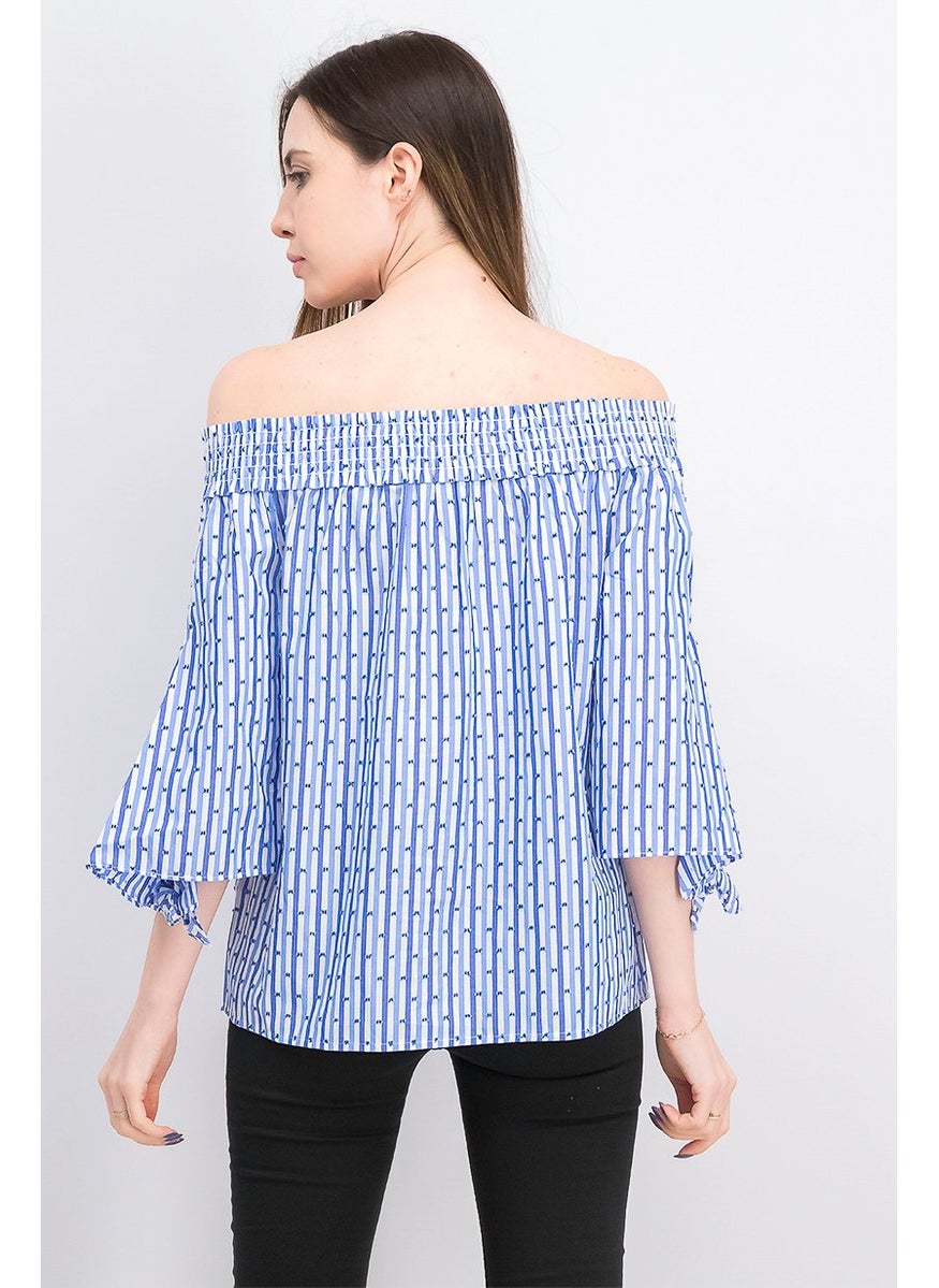 Women Off,Shoulder Stripe Top, Blue - pzsku/Z1074934423D0839D2617Z/45/_/1739110528/1e882ef9-d3e6-4865-93d7-94c84677a8c3