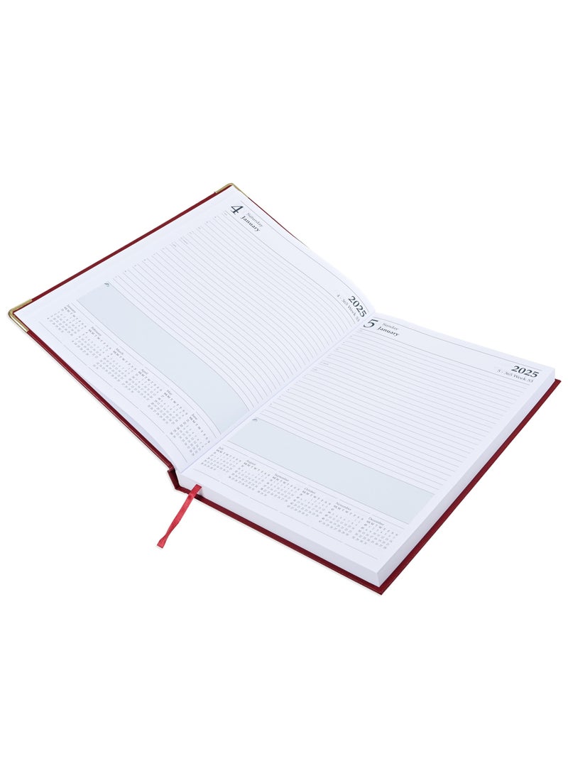 FIS FIS A4 Diary 2025 English (Golden Corners) Maroon - FSDI42E25MR  - Image 2