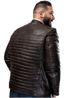 Generic Elegant natural leather jacket, excellent closure, high-quality material, brown color JA6  - Image 3