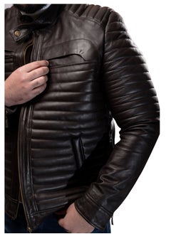 Generic Elegant natural leather jacket, excellent closure, high-quality material, brown color JA6  - Image 4