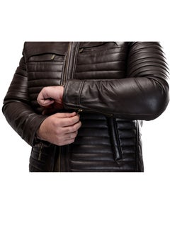 Generic Elegant natural leather jacket, excellent closure, high-quality material, brown color JA6  - Image 5