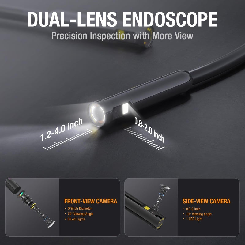 Teslong Teslong Dual Lens Endoscope Camera with Light, USB-C Borescope Inspection Camera with 8+1 LED Lights, 10FT Flexible Waterproof Fiber Optic Camera Snake Scope Compatible with iPhone 15, Android Phone  - Image 2