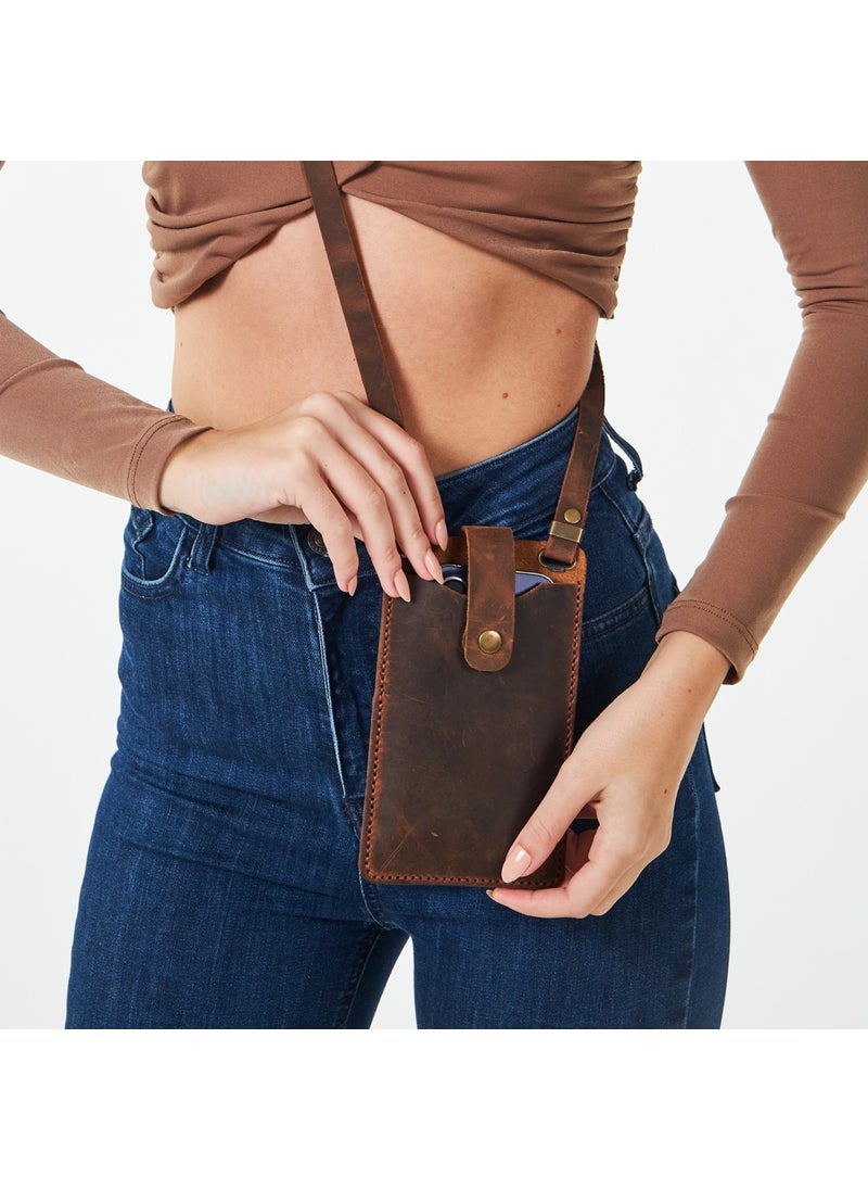 Vagave Women's Genuine Leather Phone Bag with Shoulder Strap and Money and Card Compartment  - Image 2