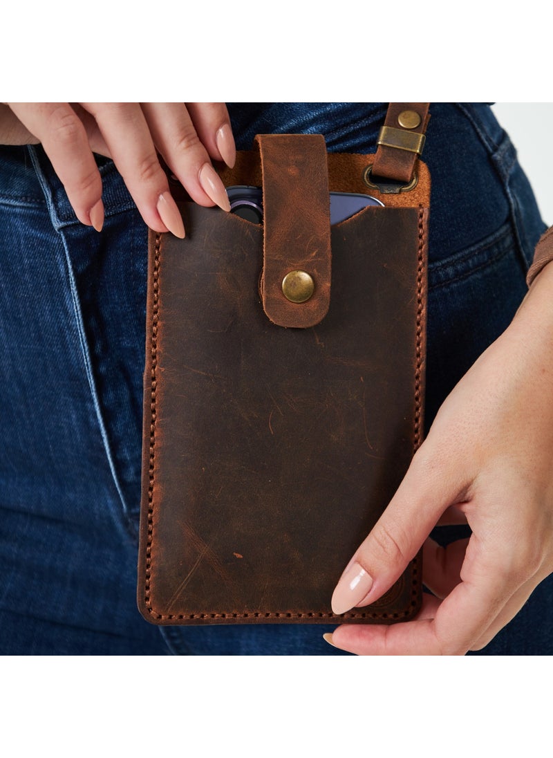 Vagave Women's Genuine Leather Phone Bag with Shoulder Strap and Money and Card Compartment  - Image 3
