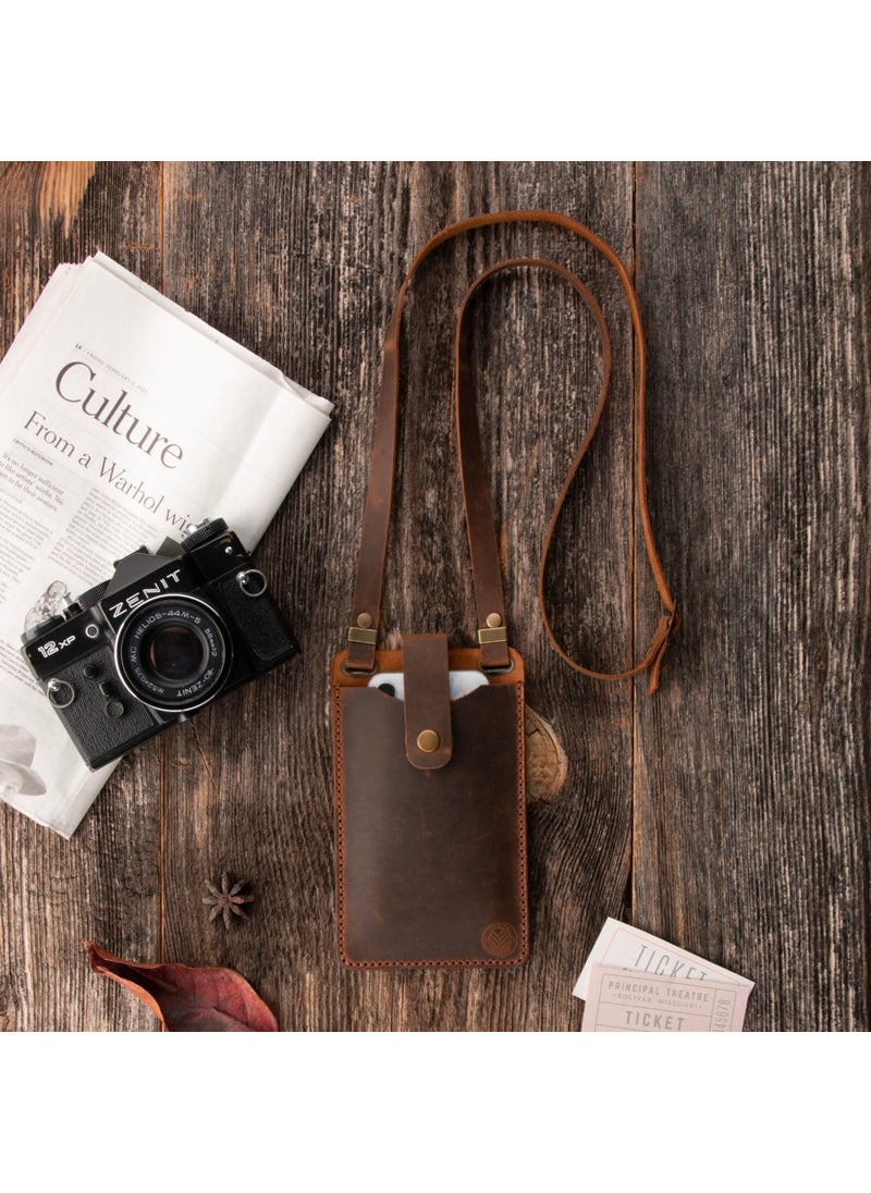 Vagave Women's Genuine Leather Phone Bag with Shoulder Strap and Money and Card Compartment  - Image 4