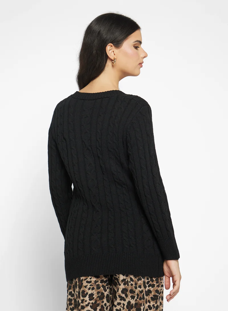 Ginger Longline Knitted Button Up Cardigan