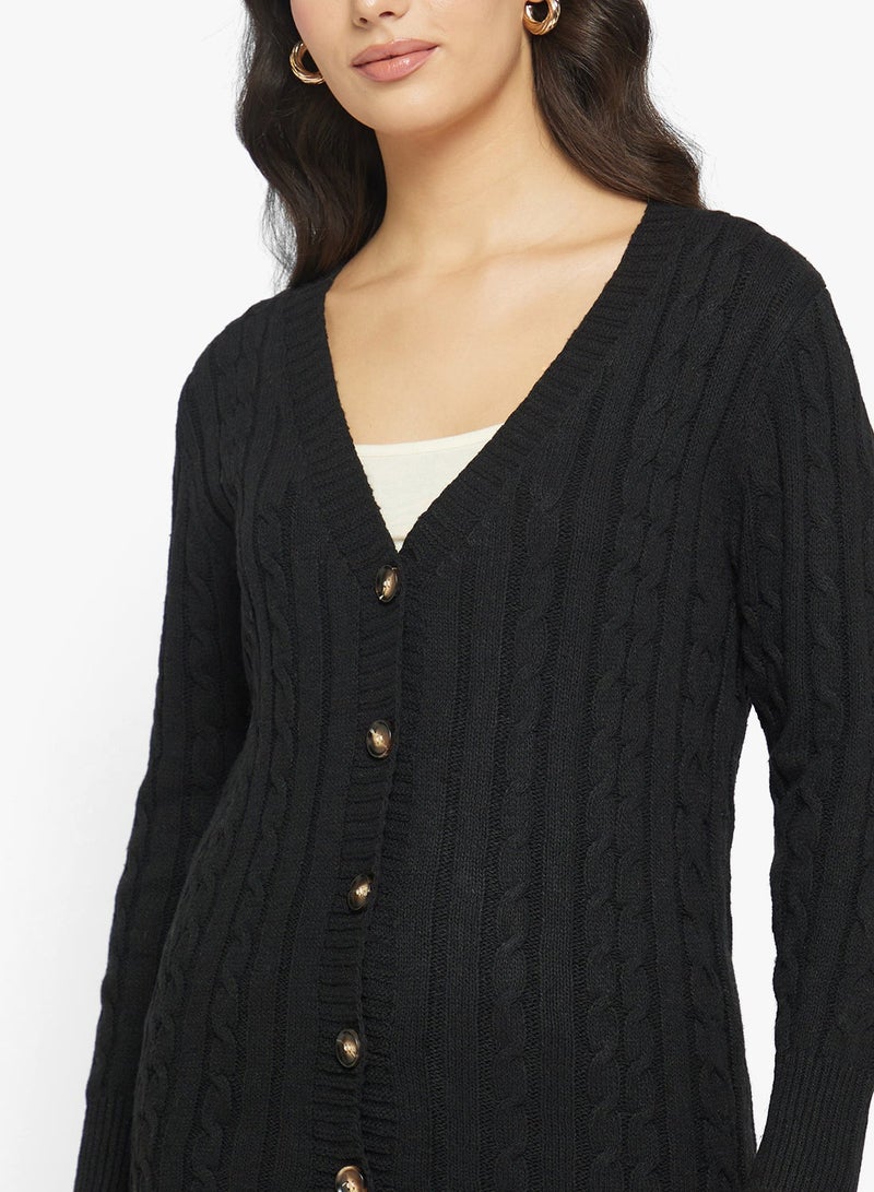 Ginger Longline Knitted Button Up Cardigan - Image 3