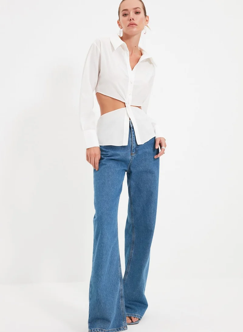 trendyol Cut Out Detail Button Down Shirt