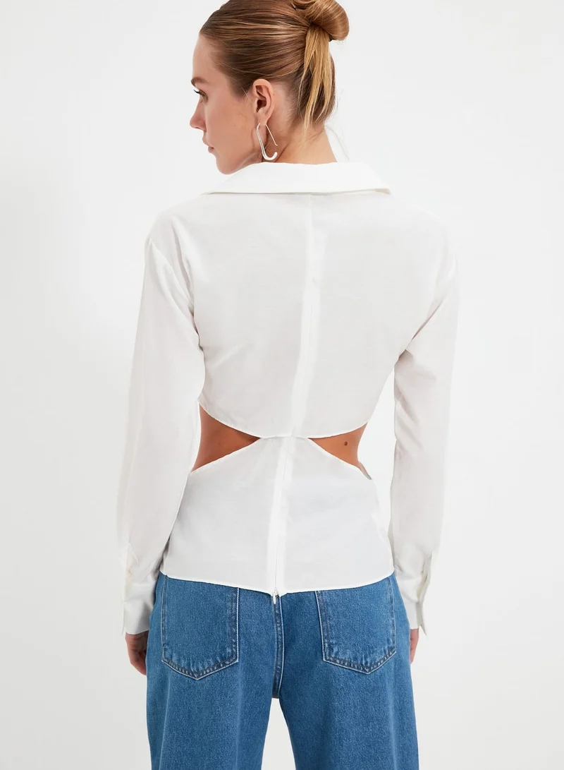 trendyol Cut Out Detail Button Down Shirt