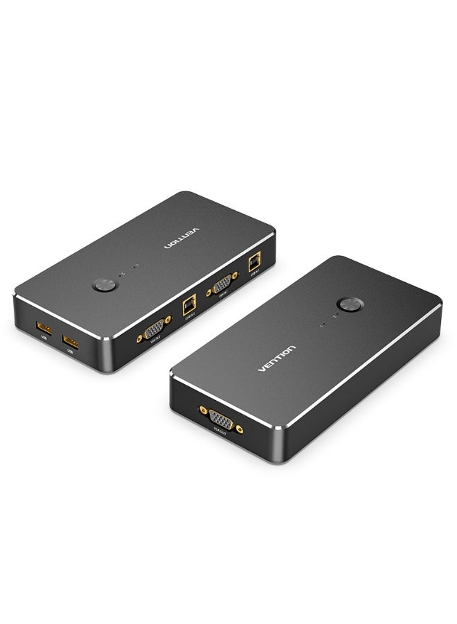 VENTION 2 in 1 Out VGA KVM Switch Black Metal Type Model # DBEB0 - Image 1