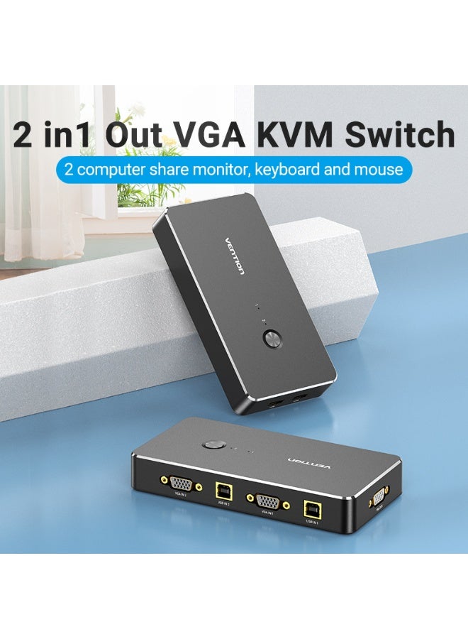 VENTION 2 in 1 Out VGA KVM Switch Black Metal Type Model # DBEB0 - Image 3
