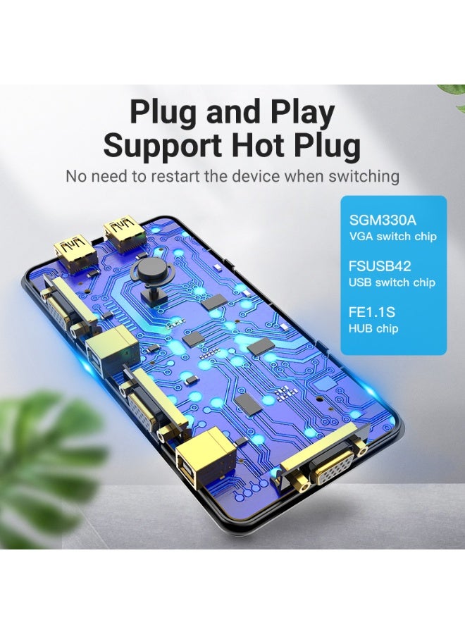 VENTION 2 in 1 Out VGA KVM Switch Black Metal Type Model # DBEB0 - Image 4