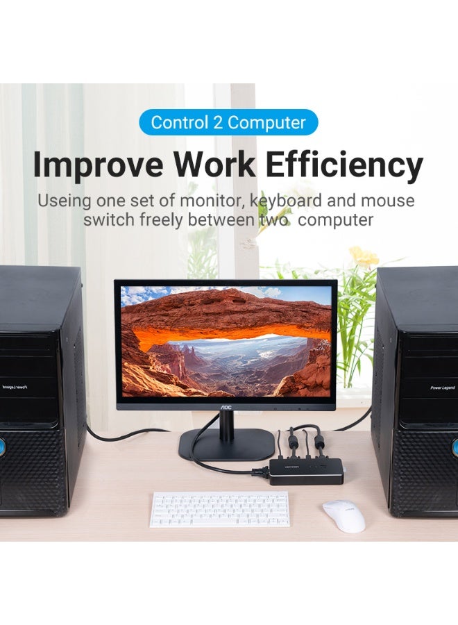 VENTION 2 in 1 Out VGA KVM Switch Black Metal Type Model # DBEB0 - Image 2