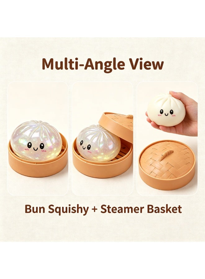 QITAI Glitter Dumpling, Glitter Dumpling Squishy with Box, Dumplings Sensory Squeeze Toy for Stress Relief (White) - Image 5