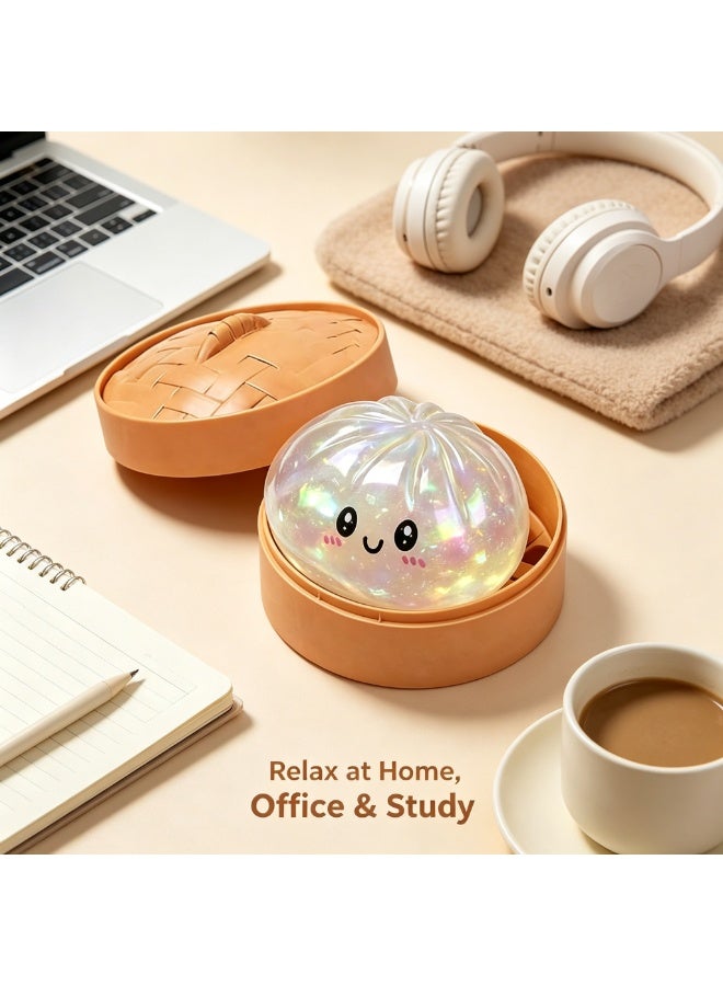 QITAI Glitter Dumpling, Glitter Dumpling Squishy with Box, Dumplings Sensory Squeeze Toy for Stress Relief (White) - Image 3