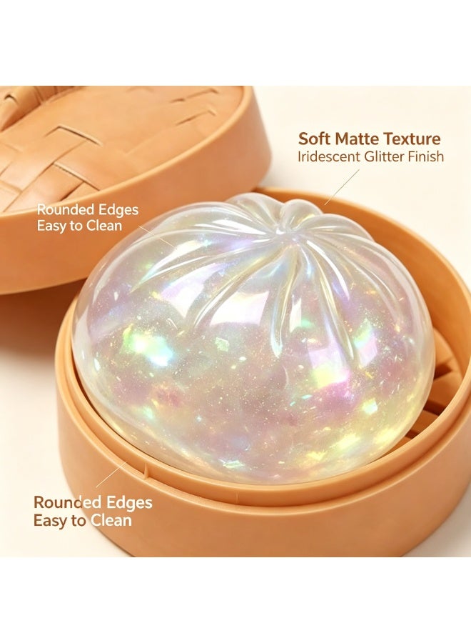 QITAI Glitter Dumpling, Glitter Dumpling Squishy with Box, Dumplings Sensory Squeeze Toy for Stress Relief (White) - Image 4