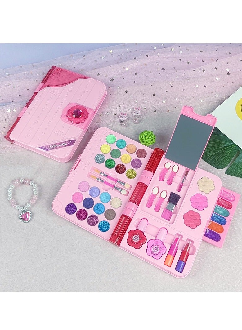 Girl Makeup Kit With Princess Notebook Shape,Pink Color Portable, Durable And Washable,Non-Toxic safe,Water-soluble Cute and Delicate Elegant ﻿ - Image 2