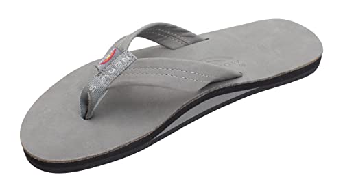 Rainbow Sandals Men's Premier Leather Single Layer Wide Strap with Arch, Grey, Men's Medium / 8.5-9.5 D(M) US - Image 1