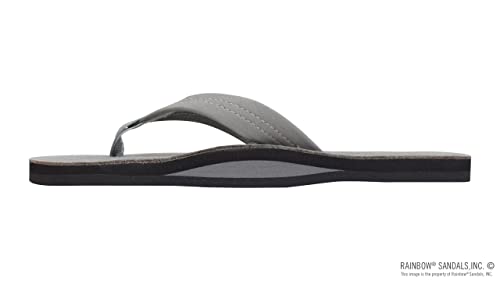 Rainbow Sandals Men's Premier Leather Single Layer Wide Strap with Arch, Grey, Men's Medium / 8.5-9.5 D(M) US - Image 2
