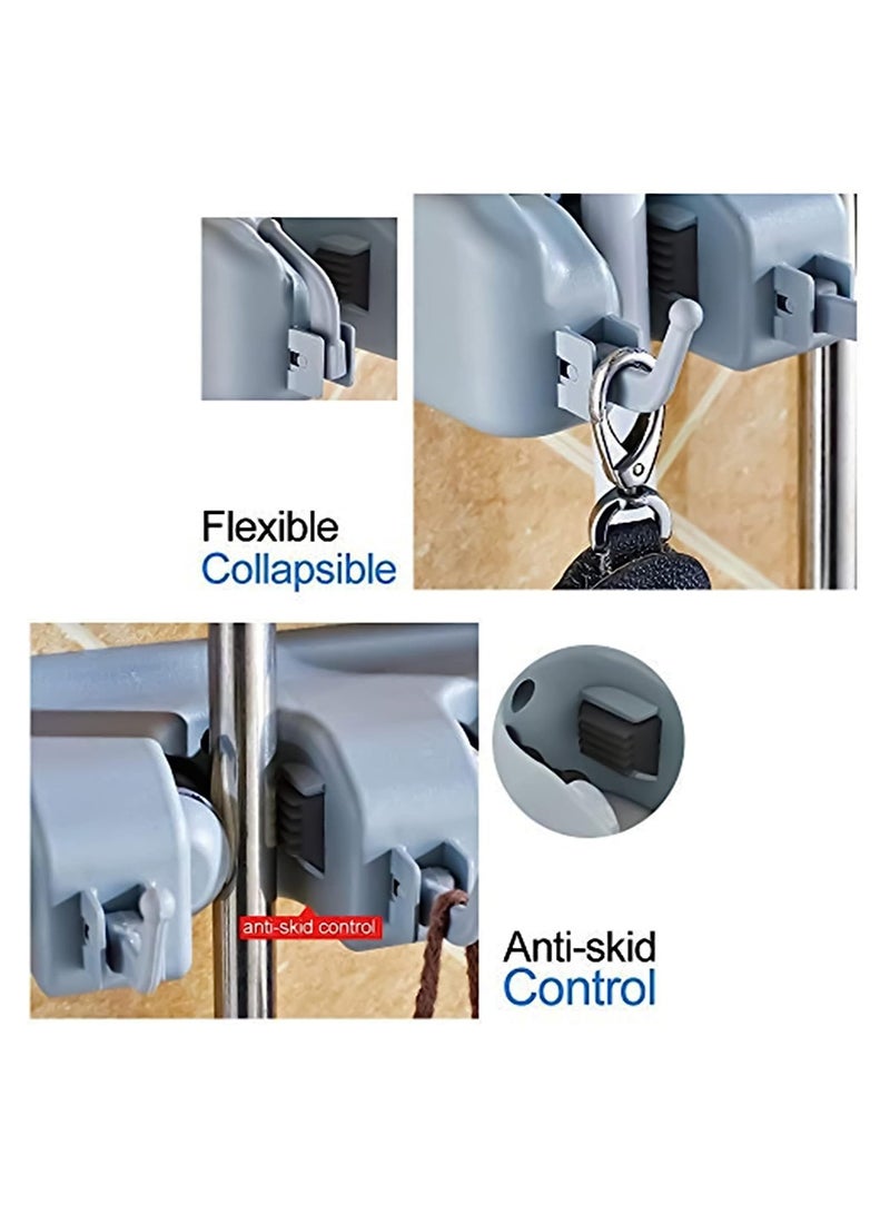 ELTRAZONE Mop And Broom Tool Holder Organizer, T56 Multipurpose Wall Mounted Non Slide Storage Hooks Racks And Towels, Keys, Tools Hanger Include Screws For Indoor, Kitchen Garden, Bathroom And Garage - Image 4