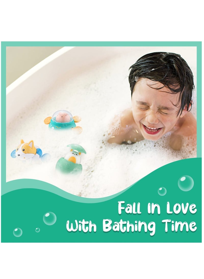 Zikra 3 Pack Baby Bath Toys Floating Wind Up Toys Spray Bathing Tub Fountain Toys for Toddlers 1-3 Shower and Floating Toys Pool Bath Time Bathtub Pool Sprinkle Bath Toy for Kids Children - Image 3