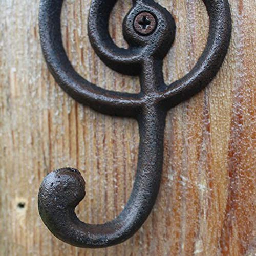 Hdtyyln 2 Pack Decorative Wall Hook, Music Note Wall Hooks, Black Cast Iron Single Hook for Home Kitchen Outdoor Garden Hanging Clothes Caps Bags Coats Daily Tools Planter, 6.3"X2.75" - Image 5