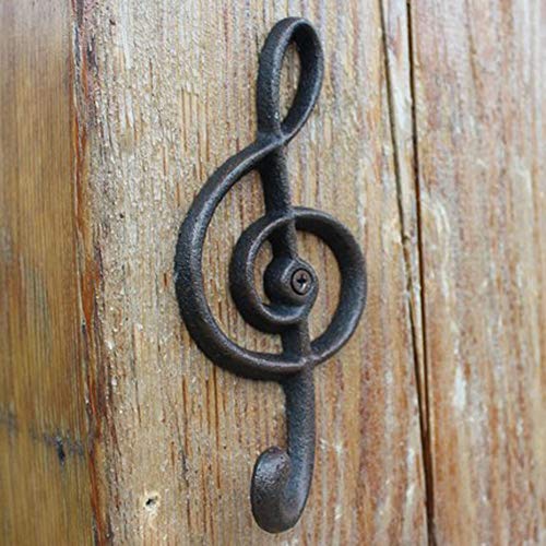 Hdtyyln 2 Pack Decorative Wall Hook, Music Note Wall Hooks, Black Cast Iron Single Hook for Home Kitchen Outdoor Garden Hanging Clothes Caps Bags Coats Daily Tools Planter, 6.3"X2.75" - Image 4